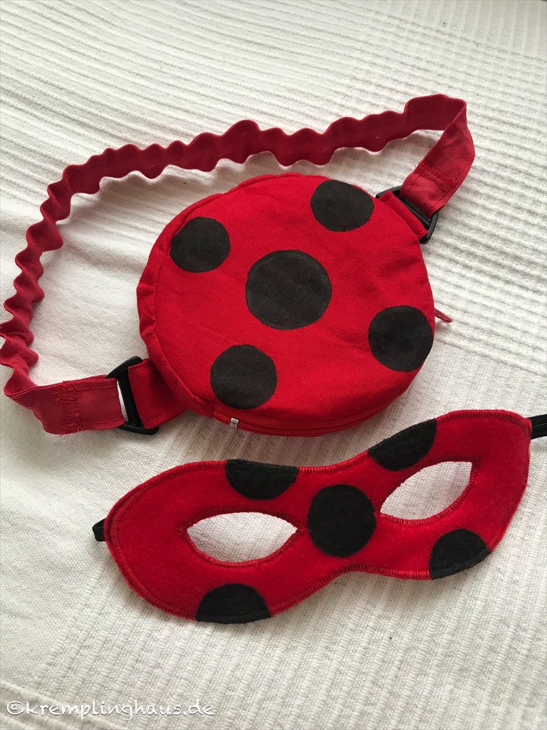 Faschingskostüm Ladybug Maske und Tasche