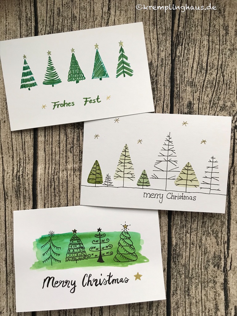 Weihnachtskarten Tannenbäume quer