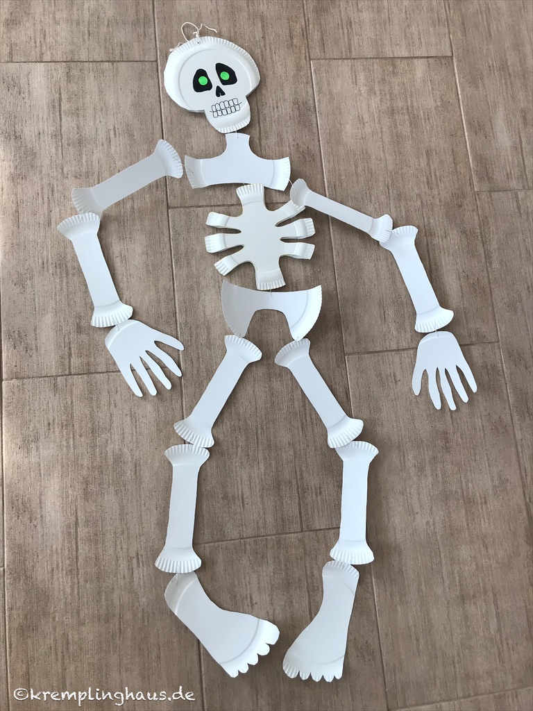 Skelett aus Papptellern