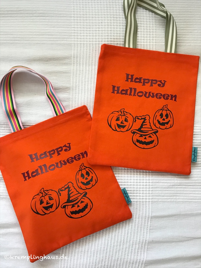 Halloween Sammelbeutel für Süßigkeiten in orange mit Kürbisaufdruck