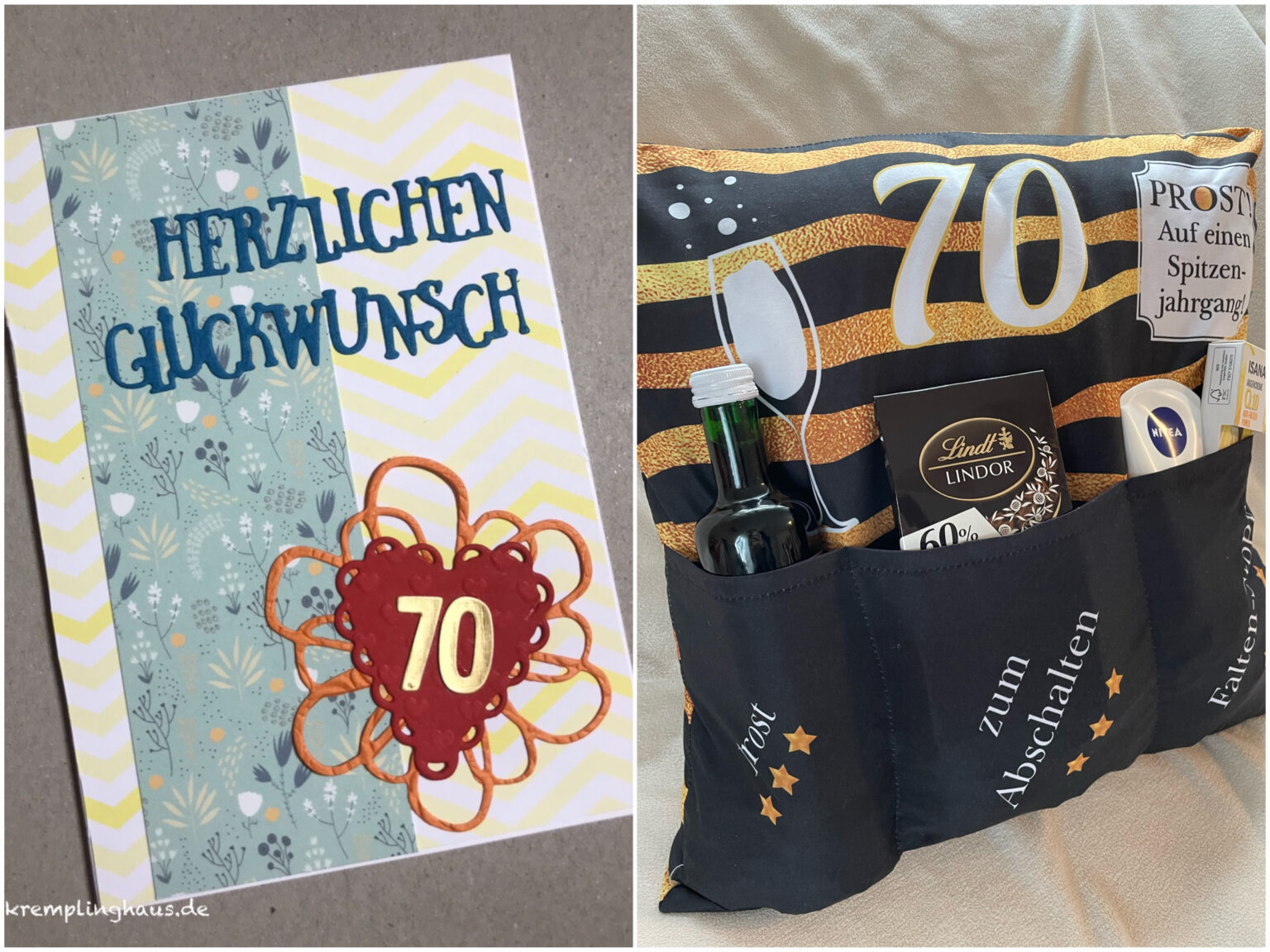 Geburtstagskarte und Geschenk zum 70. Geburtstag Kremplinghaus