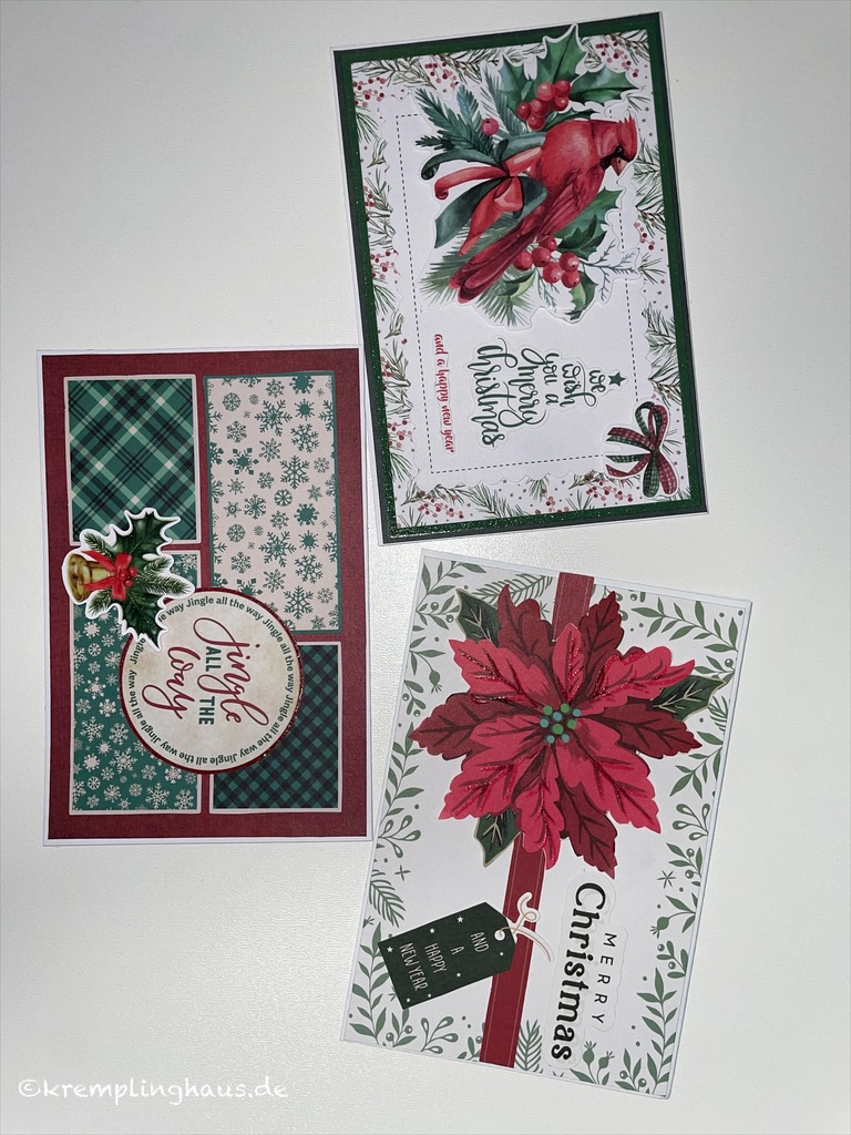 3 Weihnachtskarten aus DIY Cardmaking Set