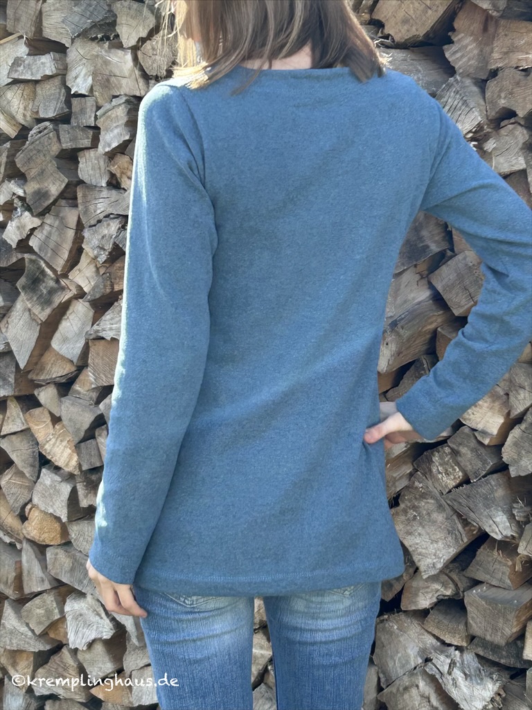 Damenpullover Agathe Rückansicht Strickstoff Bene Rauchblau